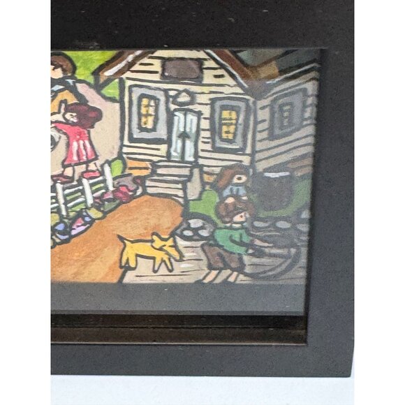 Handcrafted Shadow Box Art "School Maam" By L.D. Wandi Signed 2021 Folk Style 7 - Picture 5 of 8